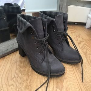 Dark grey chunky hell booties